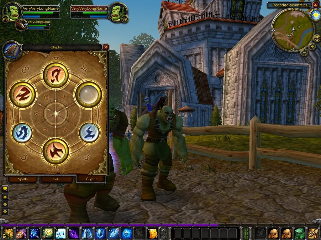 The shipped Inscription glyphs interface, live in World of Warcraft