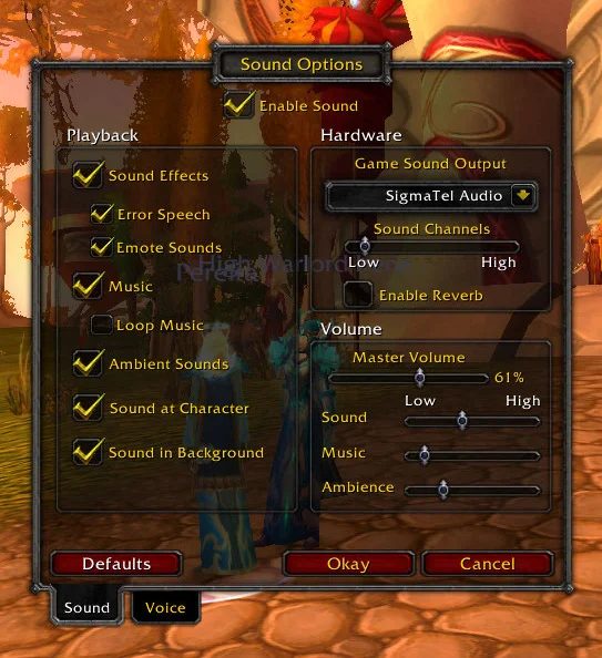 World of Warcraft — Sound Options